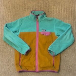 Patagonia Turquoise and Mustard Fleece Jacket